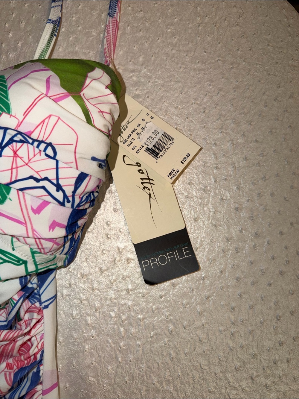 NWT Profile by Gottex Tropical Print Ruched Skirted Resort Wear Swimdress Sz 12 - Picture 5 of 6